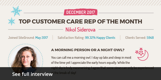 Nikol Siderova SiteGround