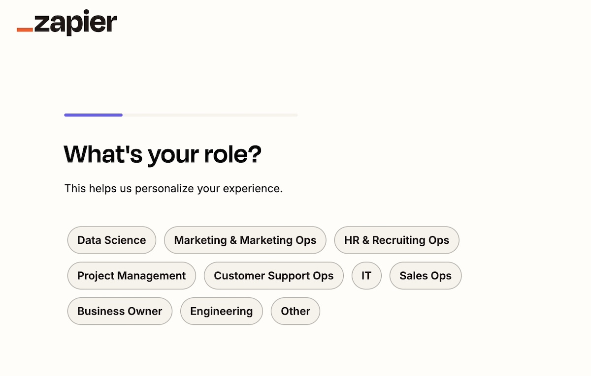 email form sign up with interests and roles for retargeting