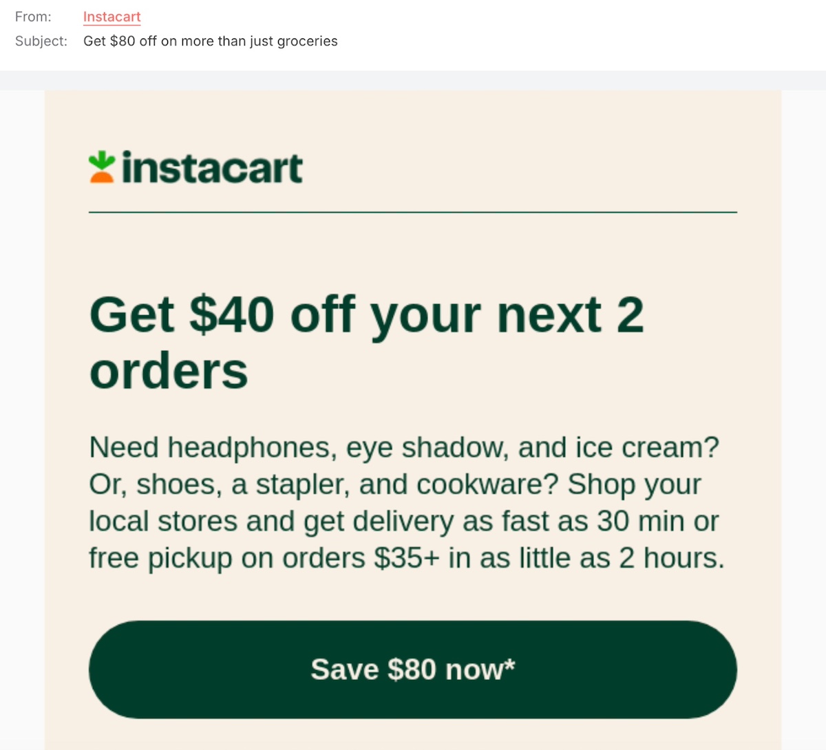 example of a discount or offer to gain leads