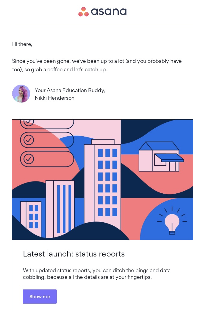 Screenshot of the Asana re-engagement B2B email 