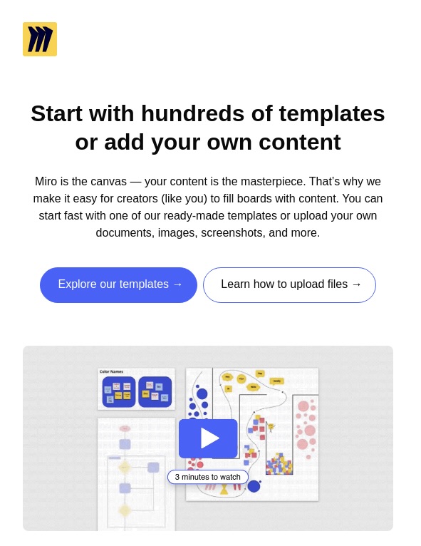 Screenshot of the Miro welcome B2B email