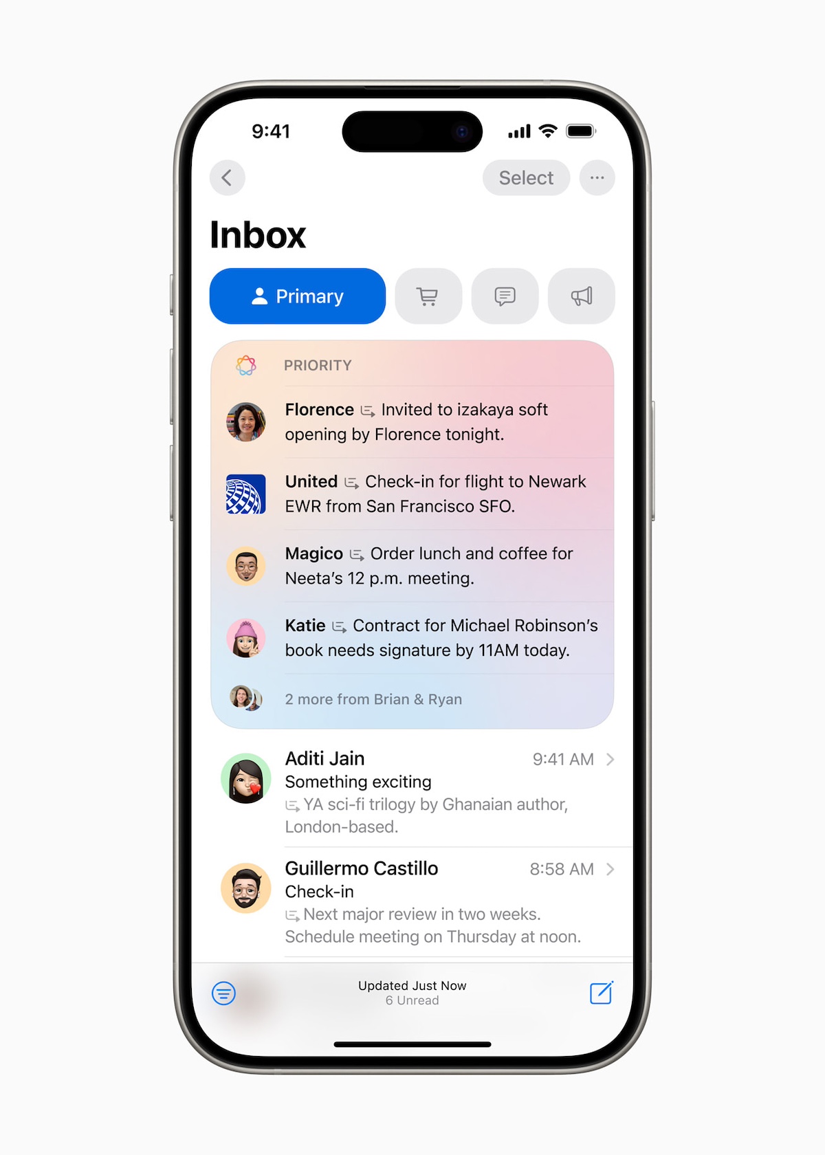 AI categorized Apple inbox