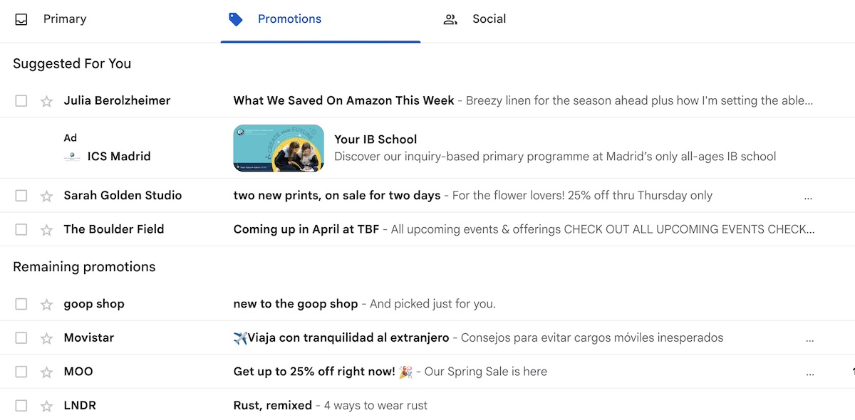 AI categorized gmail inbox