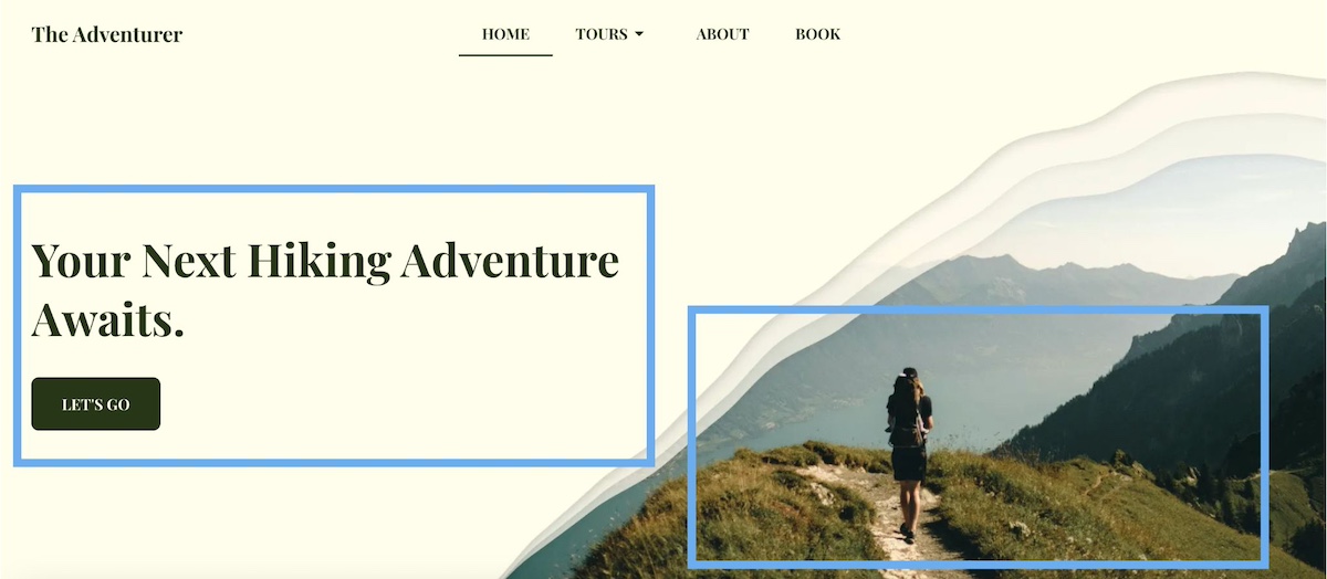 Example of an asymmetrical website layout using uneven spacing and contrasting element sizes for a bold, modern design