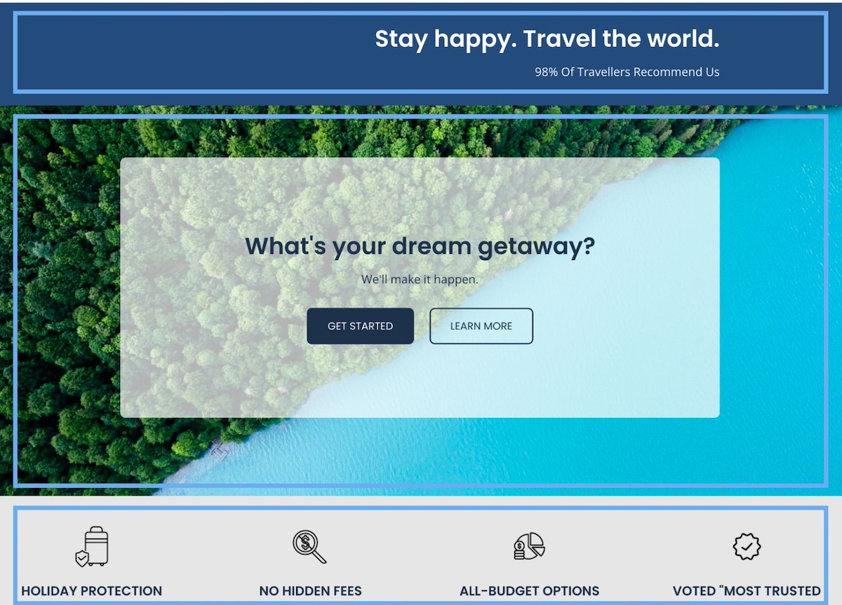Example of a horizontal strips website layout with full-width content sections stacked vertically for a scroll-friendly experience
