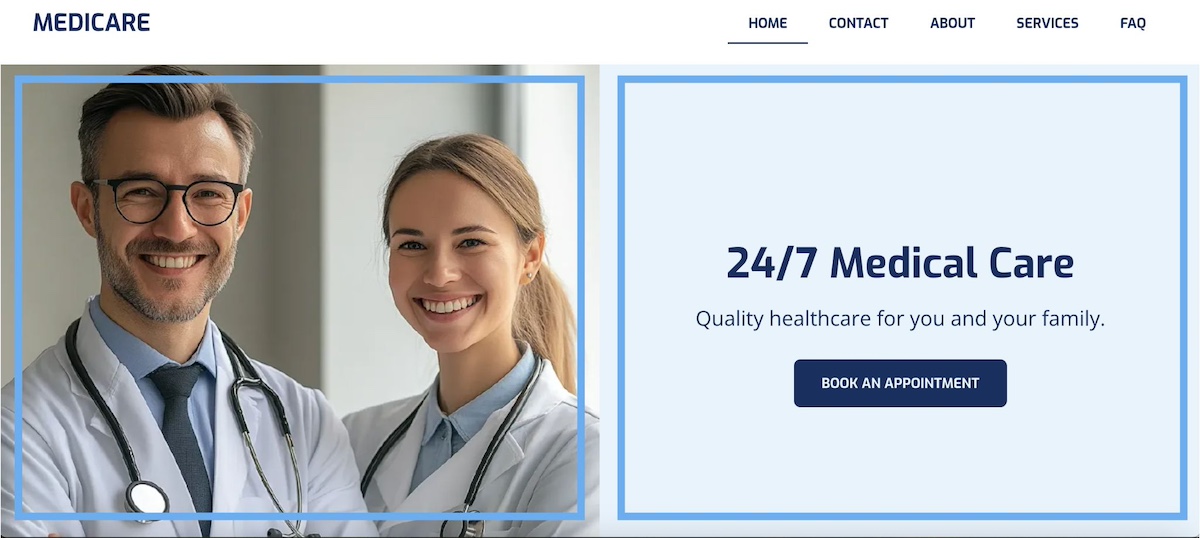 Example of a split screen website layout dividing the page into two equal sections with contrasting content on each side