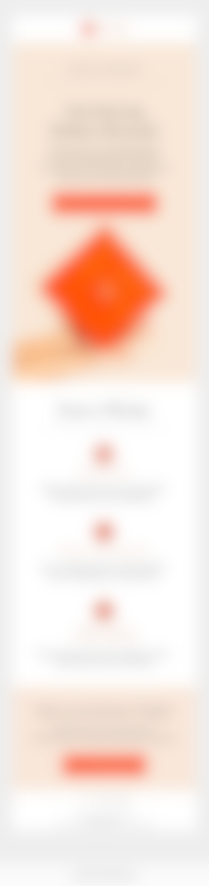A blurred example email featuring two call-to-action buttons