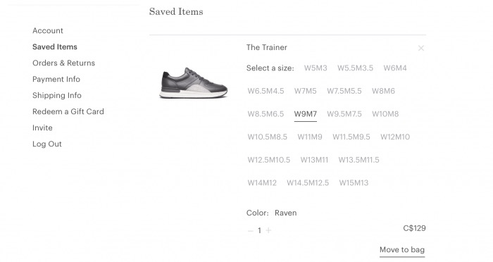 saved items