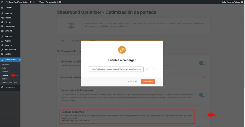 Optimización de fuentes web