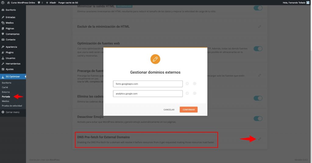 Precarga de recursos externos