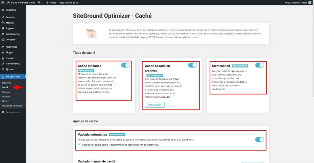 SiteGround esta caché