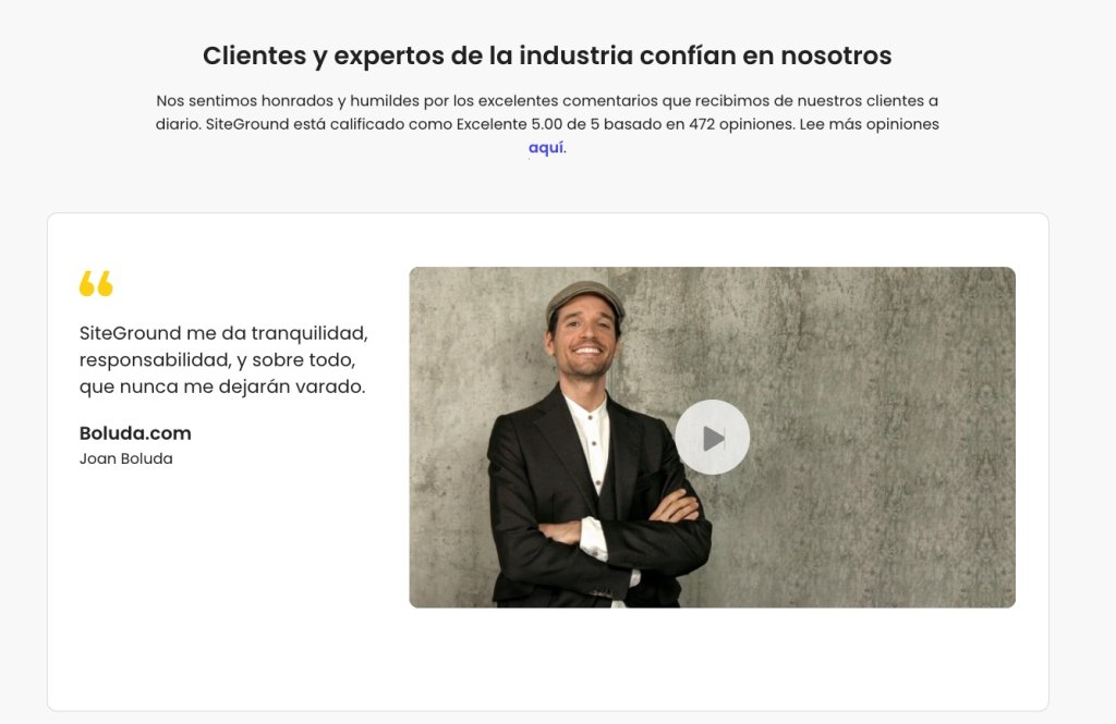Imagen de ejemplo de los testimonios incluidos en una landing page