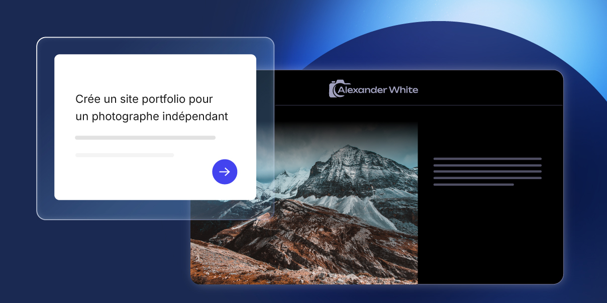 Graphique montrant un prompt de vibe coding pour creer un site web de portfolio