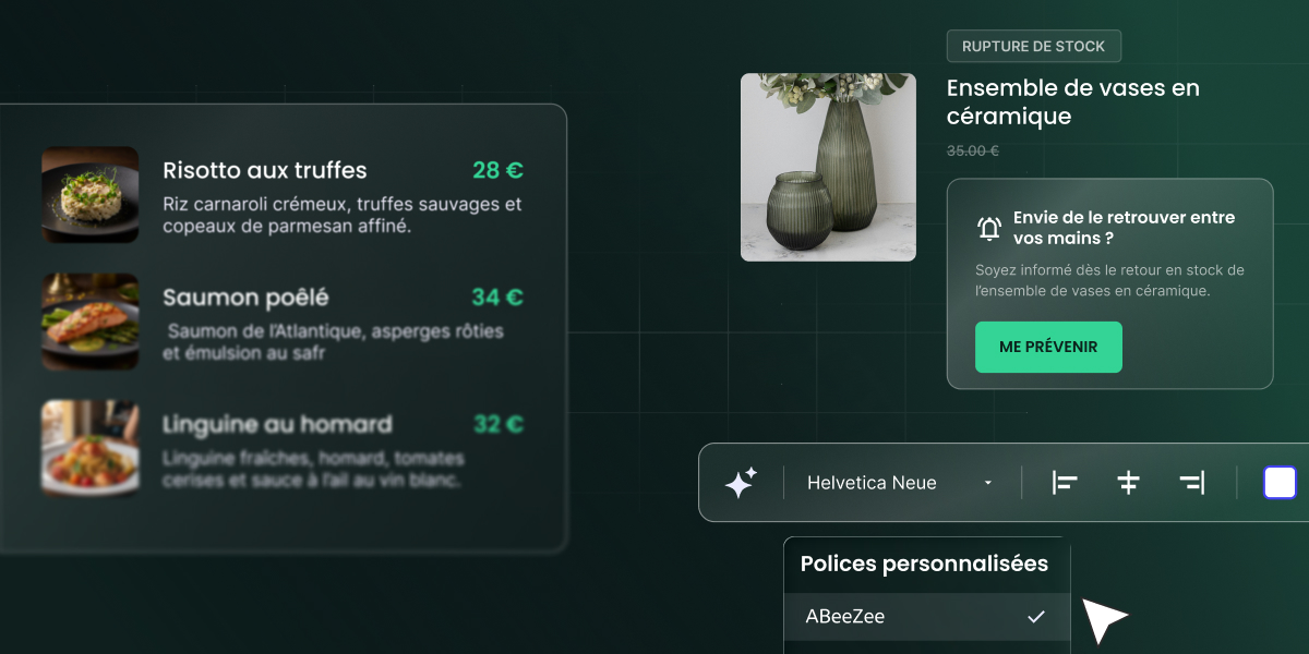 Image abstraite des mises à jour de SiteGround Ecommerce, notamment les menus et les notifications de retour en stock
