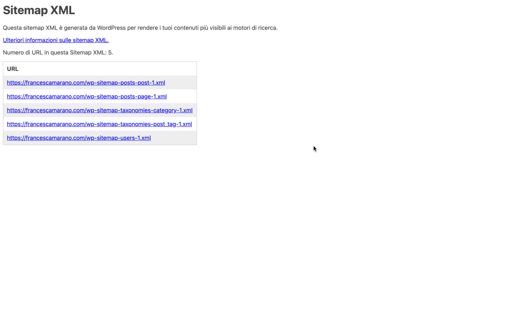 creare sitemap xml in WordPress 5.5