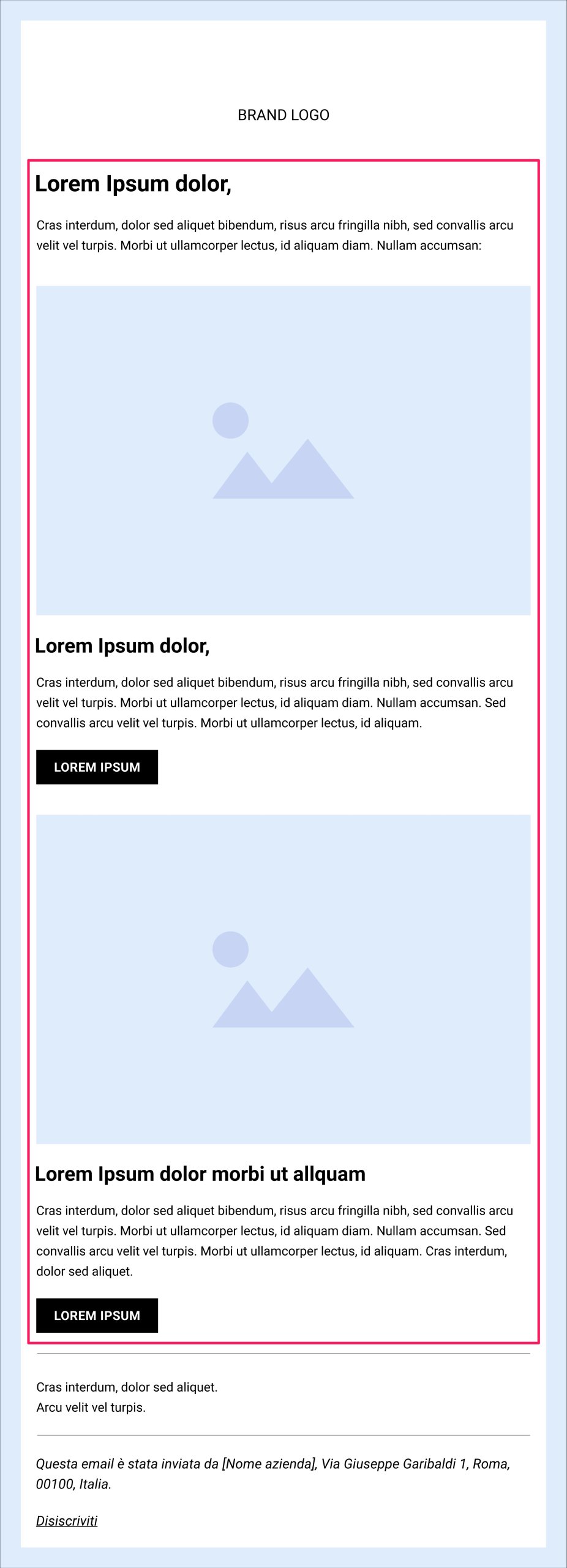 Layout a una colonna
