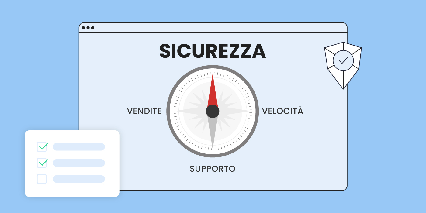 una bussola indica la sicurezza