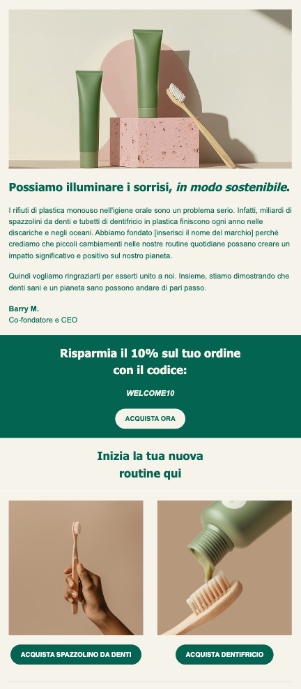Email di benvenuto per l'onboarding