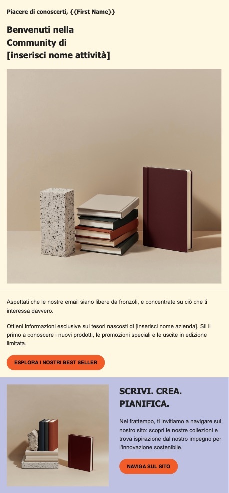 Email di benvenuto per una community o un programma fedeltà