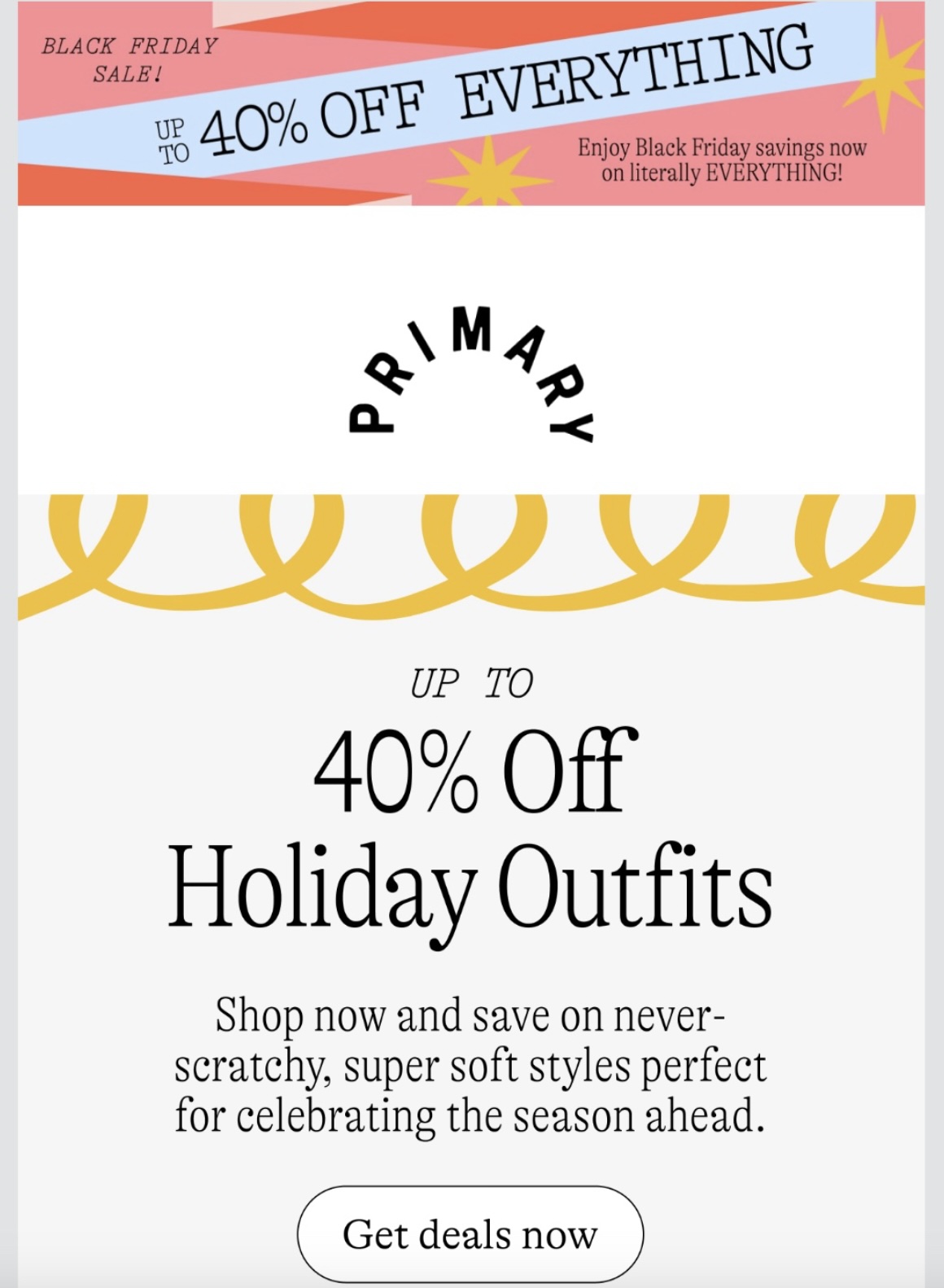 email di lancio delle offerte per il Black Friday