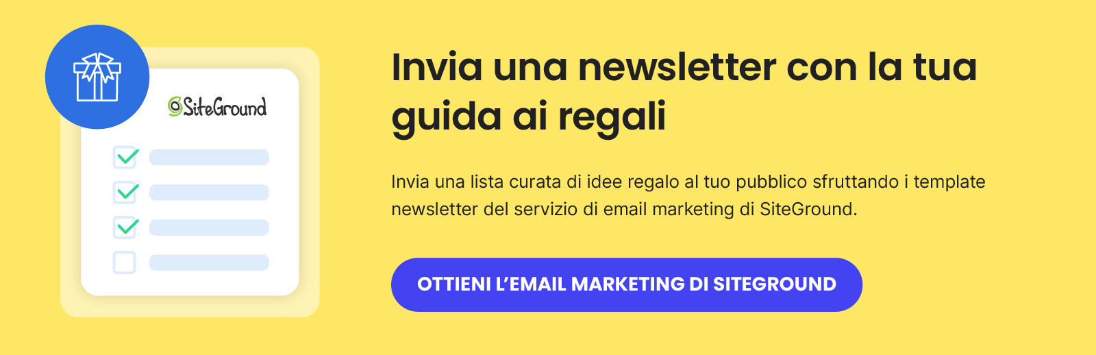 Ottieni l'email marketing SiteGround