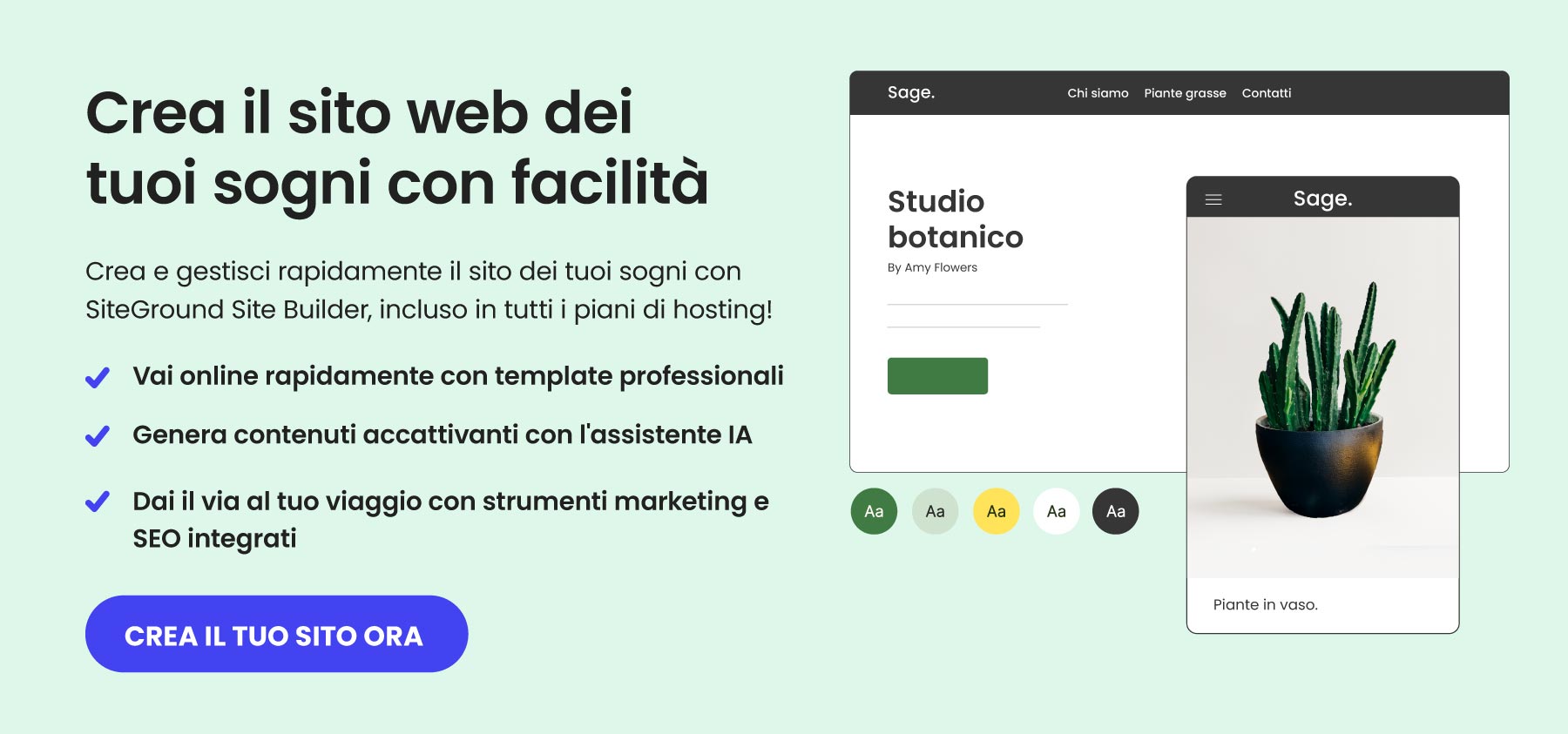 Prova il website builder di SiteGround