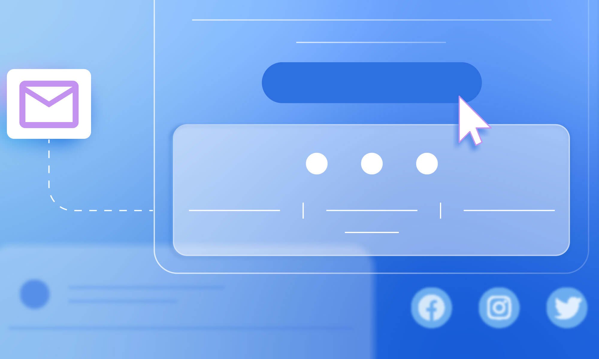 illustrazione che mostra un layout classico per un footer delle email, con una CTA, un blocco per le informazioni legali e le icone social