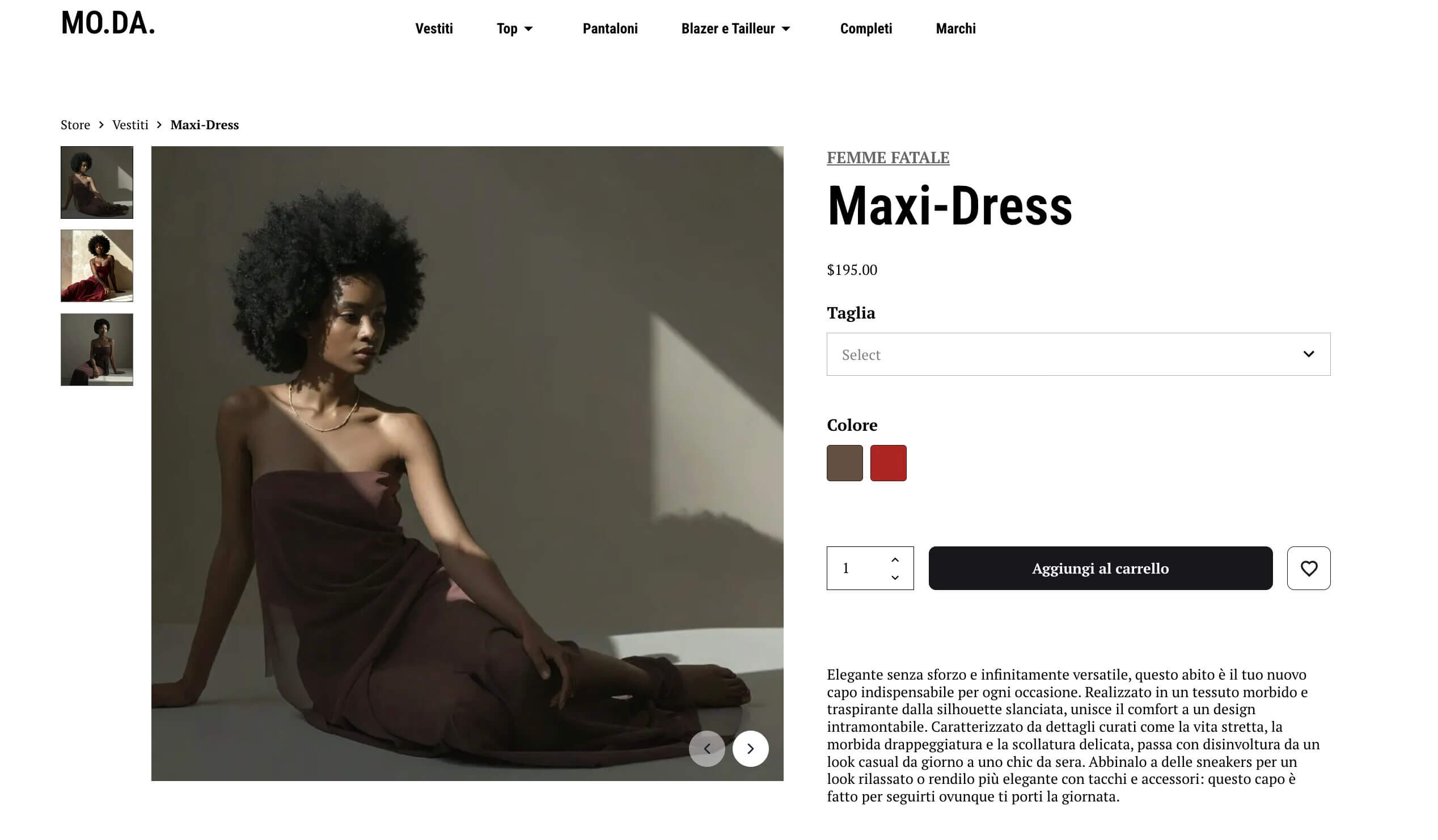 screenshot di una scheda prodotto su un sito ecommerce
