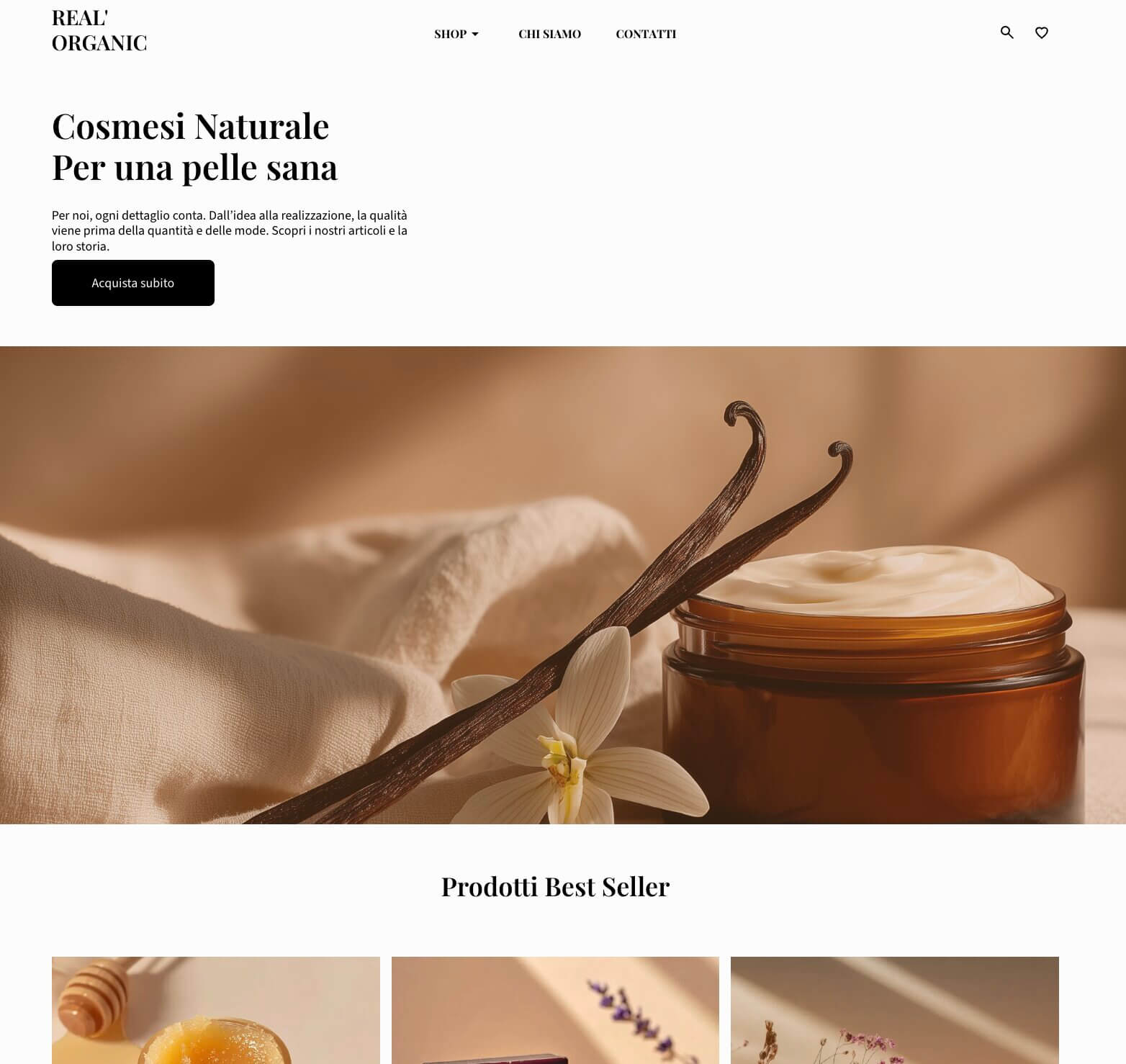 esempio di homepage per un ecommerce di skincare