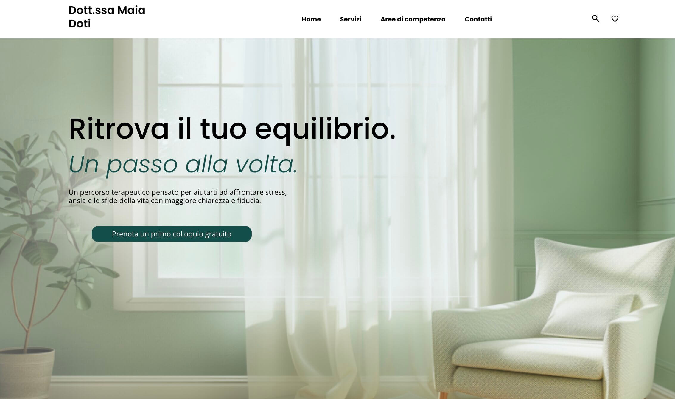 esempio di homepage per il sito web di una psicologa