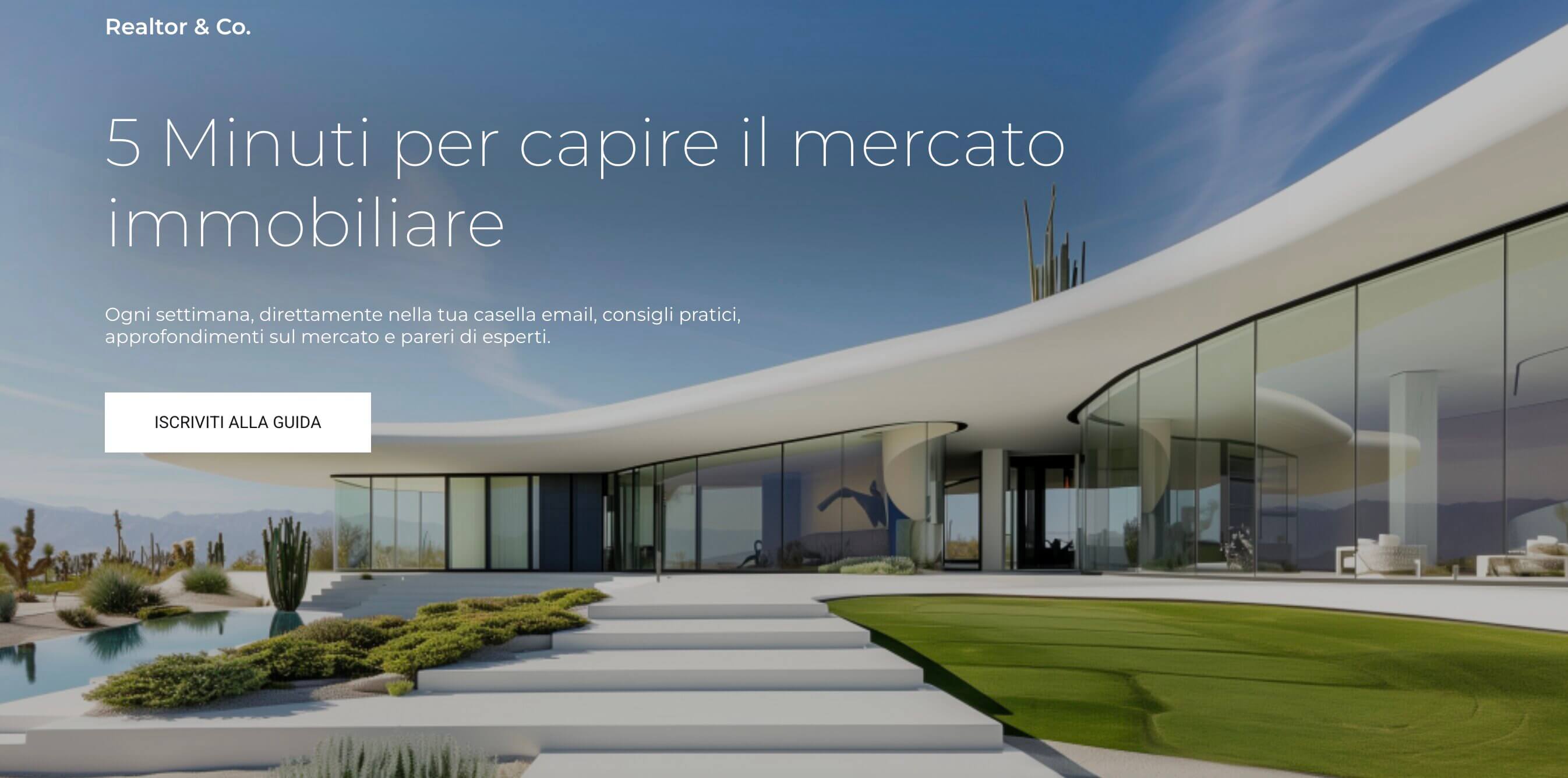 screenshot di un'offerta di un lead magnet: una newsletter di un'agenzia immobiliaria